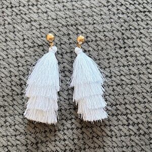 Chic Gold and White Tassel Earrings